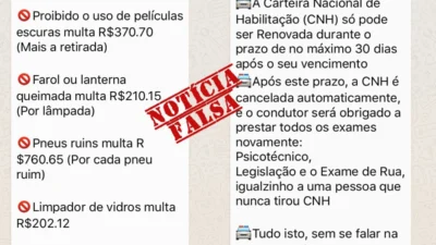 Corrente falsa nas redes sociais lista valores  errados de multas de trânsito