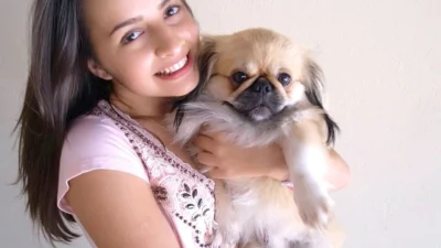Amanda Thaís Ferreira Regacini e seu xodó Thor Henrique
