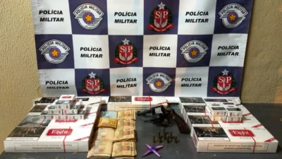 Comerciante é preso com drogas, arma e cigarros contrabandeados