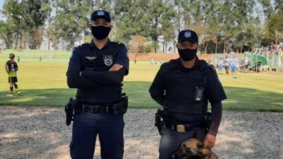 Equipe de Canil faz trabalho de apoio e policiamento em campeonato de futebol