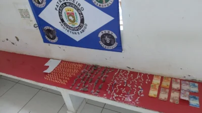 Grande quantidade de drogas é encontrada debaixo de tronco