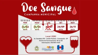 Campanha de doação de sangue acontece nesta sexta (26)