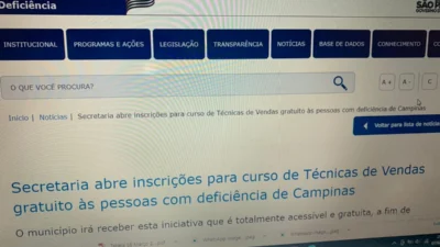 Secretaria de Estado dos Direitos da Pessoa com Deficiência abre inscrições para curso de Técnicas de Vendas gratuito às pessoas com deficiência de Campinas