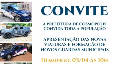 Prefeitura convida população para cerimônia de apresentação das novas viaturas e formação de novos guardas municipais