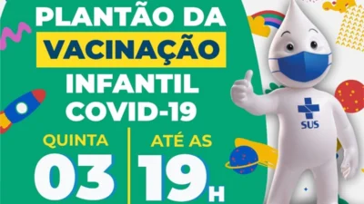 Na quinta-feira (03), tem plantão da vacinação infantil contra COVID-19 até às 19h
