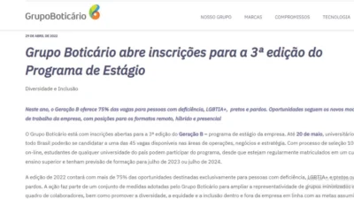 Grupo Boticário abre inscrições para a 3ª edição do seu programa de estágio