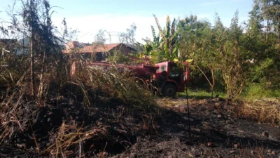 Fogo atinge mata ciliar perto de residências no Nosso Teto