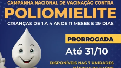 Vacinação contra a poliomielite segue até 31 de outubro