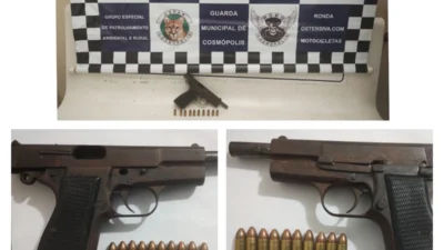 ROMU localiza pistola 9 mm e munições dentro de um fogão