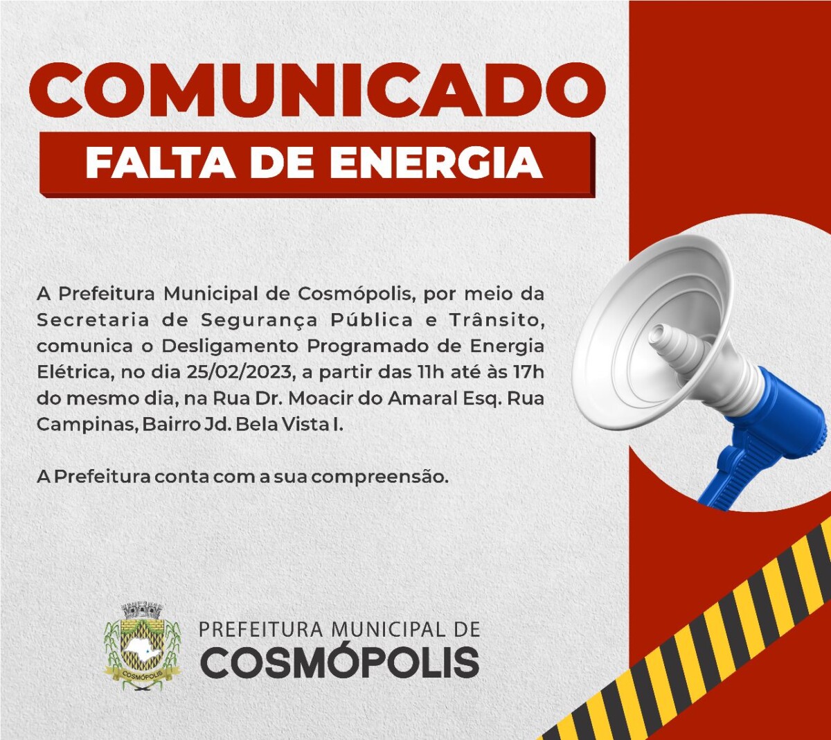 Haverá Desligamento Programado De Energia Elétrica Na Esquina Das Ruas ...