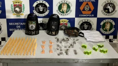 Com a ajuda da Cadela de Faro Luma, ROMU localiza 175 porções de drogas no Cidade Alta