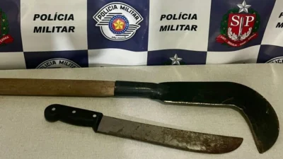 Homem é preso após atingir vítima com golpes de facão no pescoço, braço e barriga
