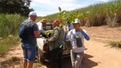 De Olho nos Rios e comunidade rural de Cosmópolis fazem mutirão de enriquecimento ambiental para recuperação de área degradada