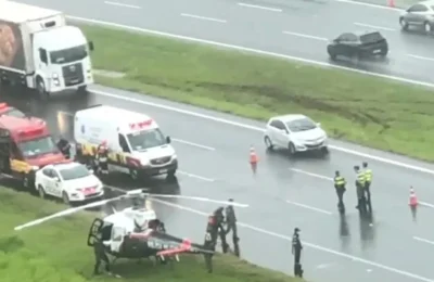 Acidente entre veículos deixa feridos e mobiliza helicóptero águia na Rodovia dos Bandeirantes, em Hortolândia